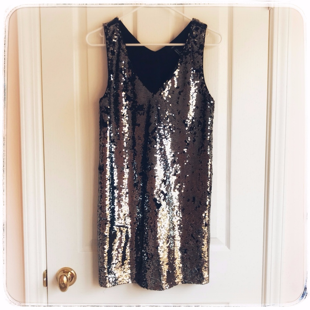 Fun flip sequin shift dress